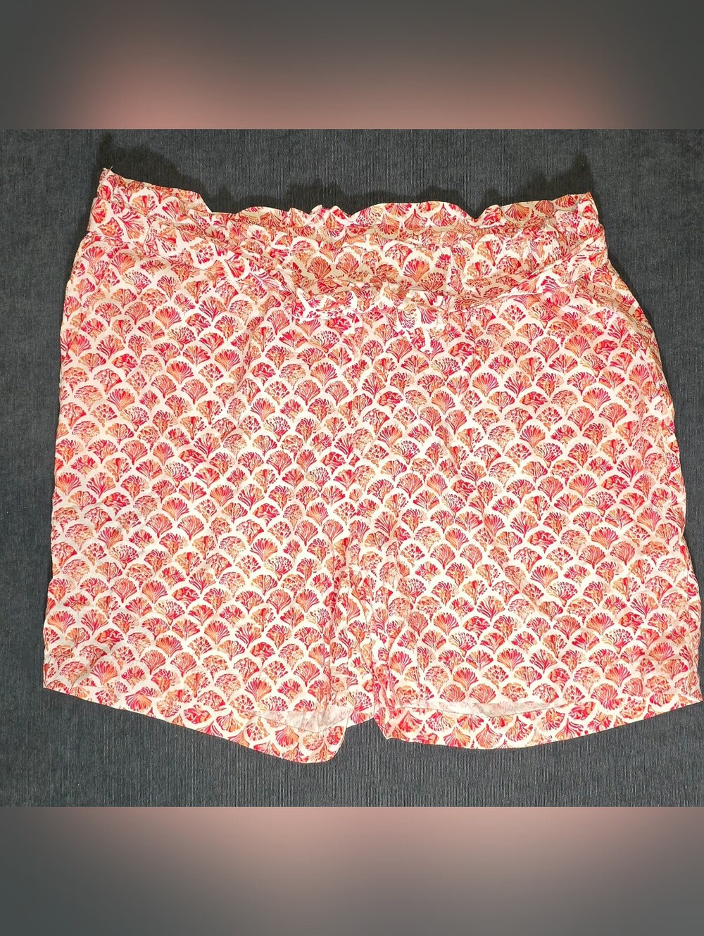 Stella Parker Pink Coral Shell Print Paperbag Waist Shorts Size Large Viscose